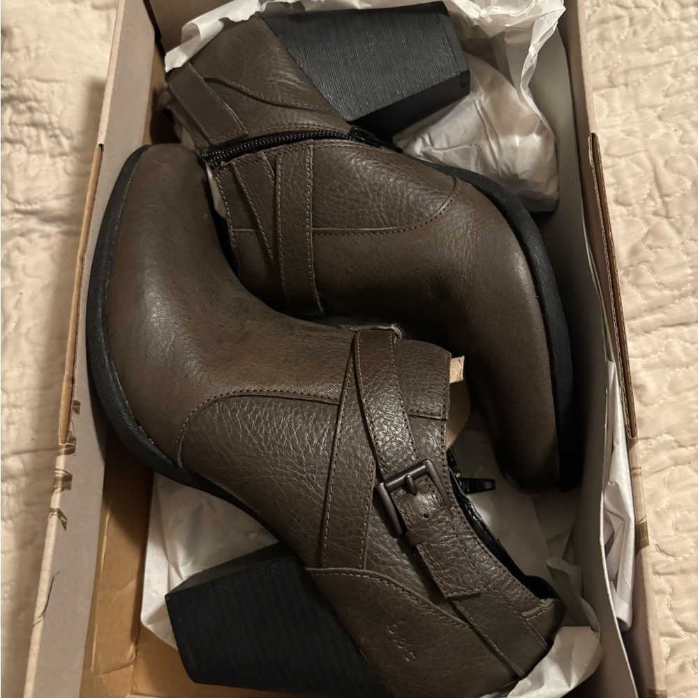BOC Brown Ankle Booties with Buckle Detail New!
